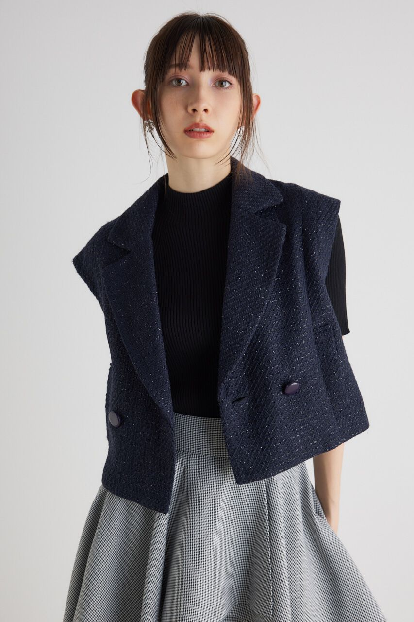 rienda「2wayショルダーツイードショート JK」|ダウンベスト・ベスト|