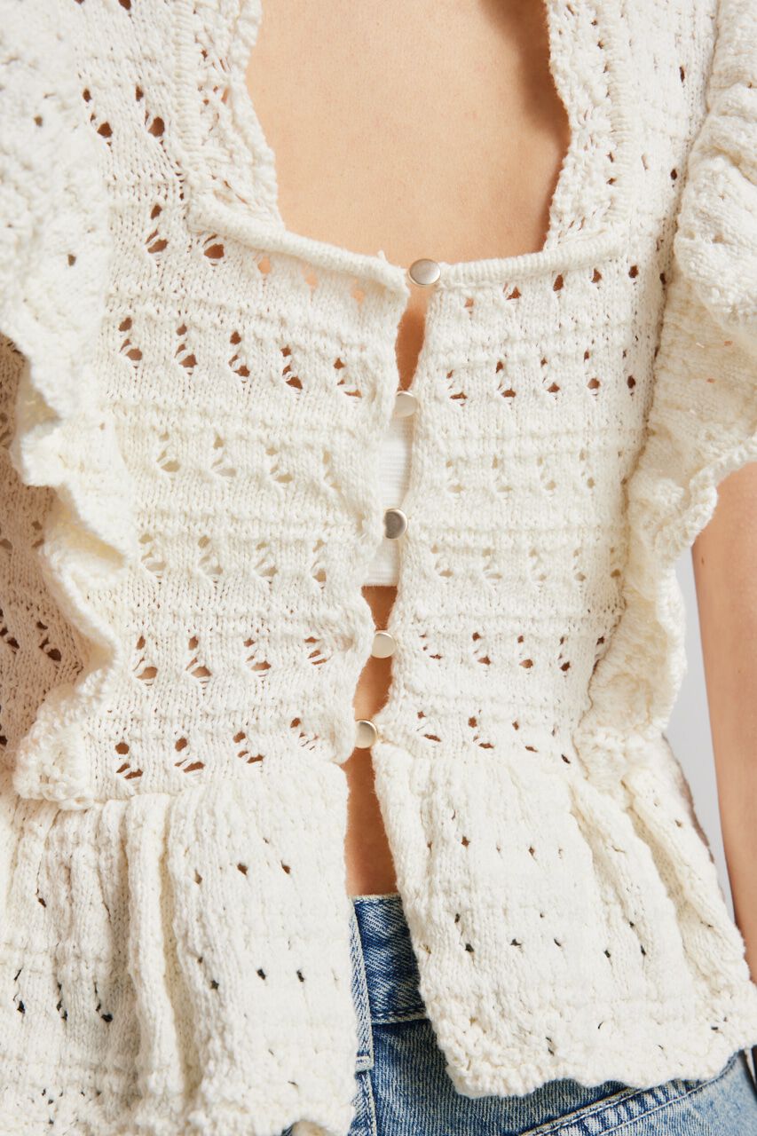 rienda「フリルクロシェKnit TOP」|ニット・セーター|