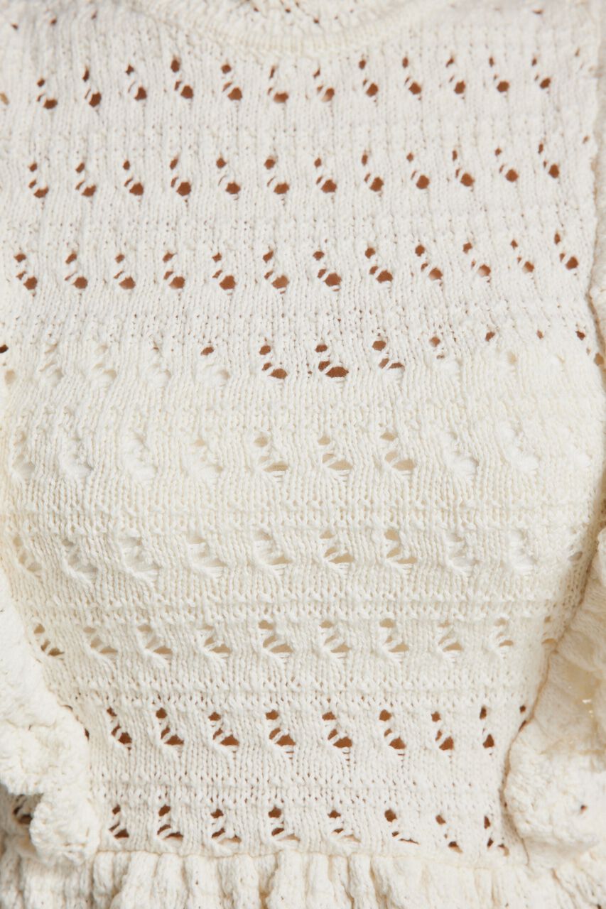 rienda「フリルクロシェKnit TOP」|ニット・セーター|