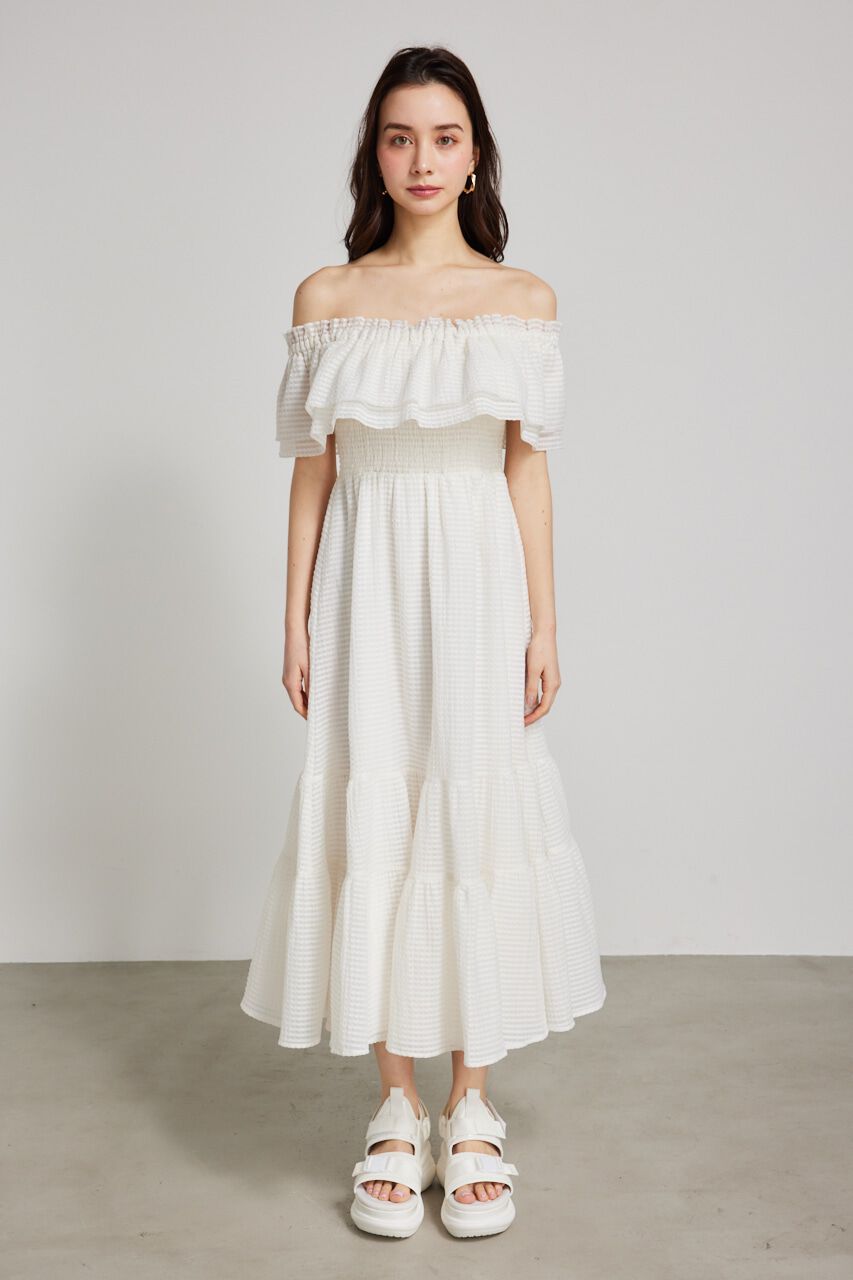 rienda「オフショルダーフリルフレアOP」|ワンピース|