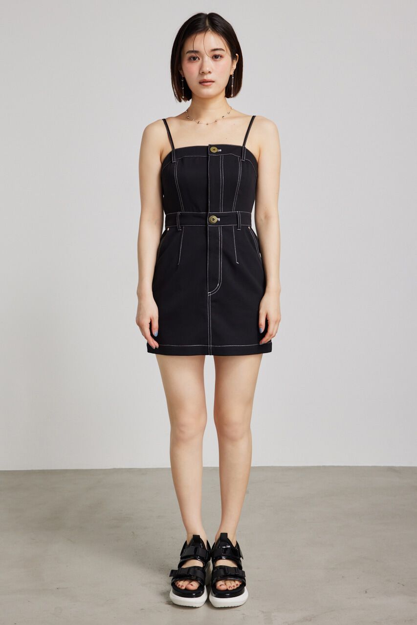 rienda「ベアキャミステッチワークミニOP」|ワンピース|