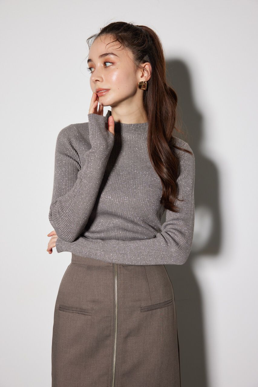 rienda「サムホール付きウォッシャブルハイネック ニット トップス」|ニット・セーター|