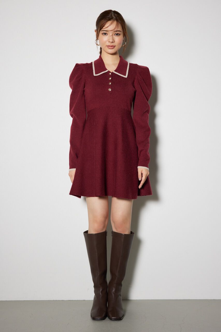 rienda「カラーデザインタックミニ ニット ワンピース」|ワンピース|