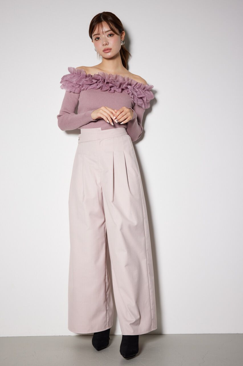 rienda「チュールフリルオフショルニットトップス」|ニット・セーター|