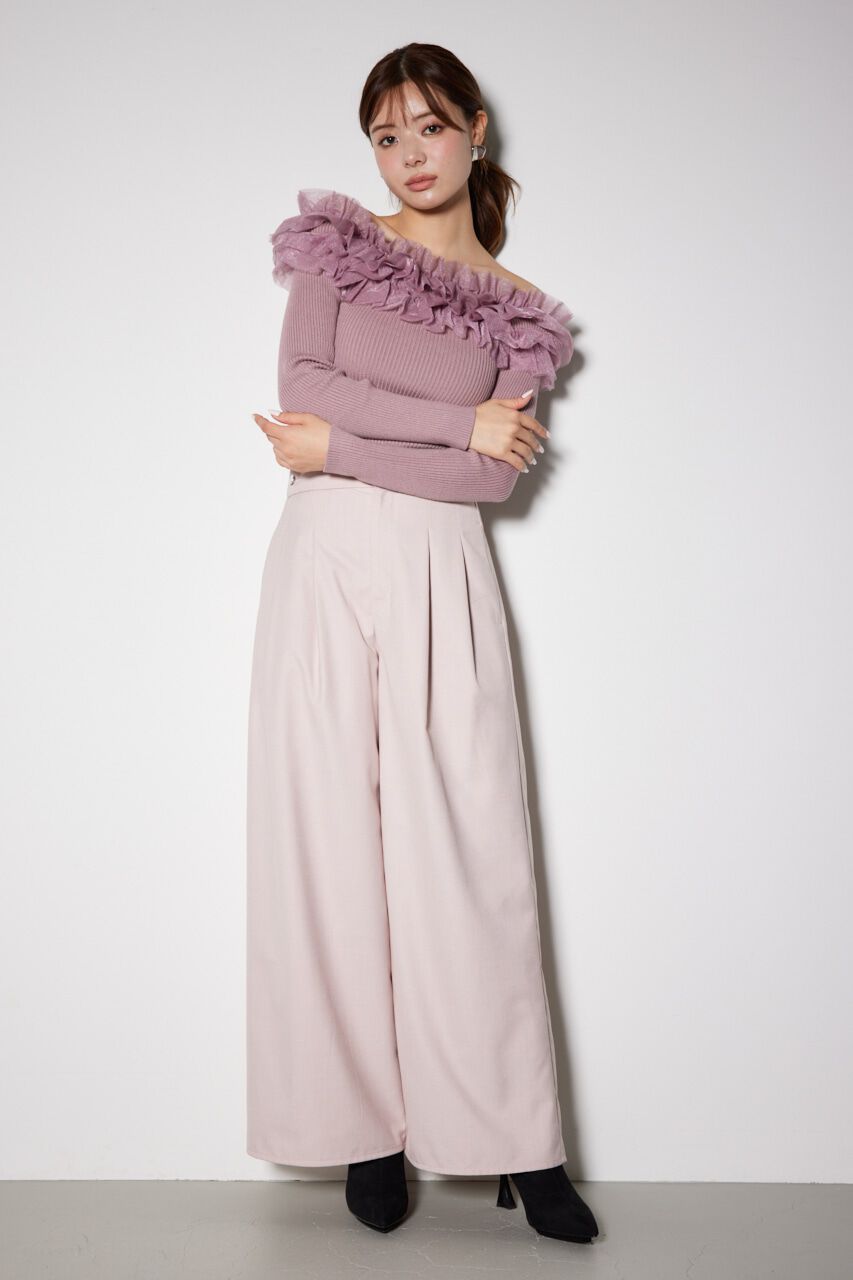 rienda「チュールフリルオフショルニットトップス」|ニット・セーター|