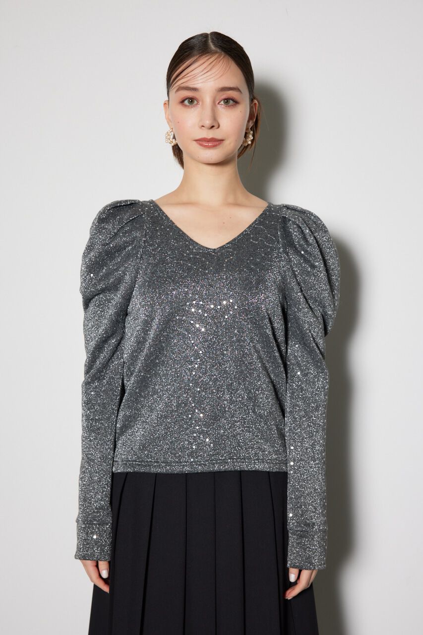 rienda「スパークリングギャザースリーブカットトップス」|Tシャツ・カットソー|