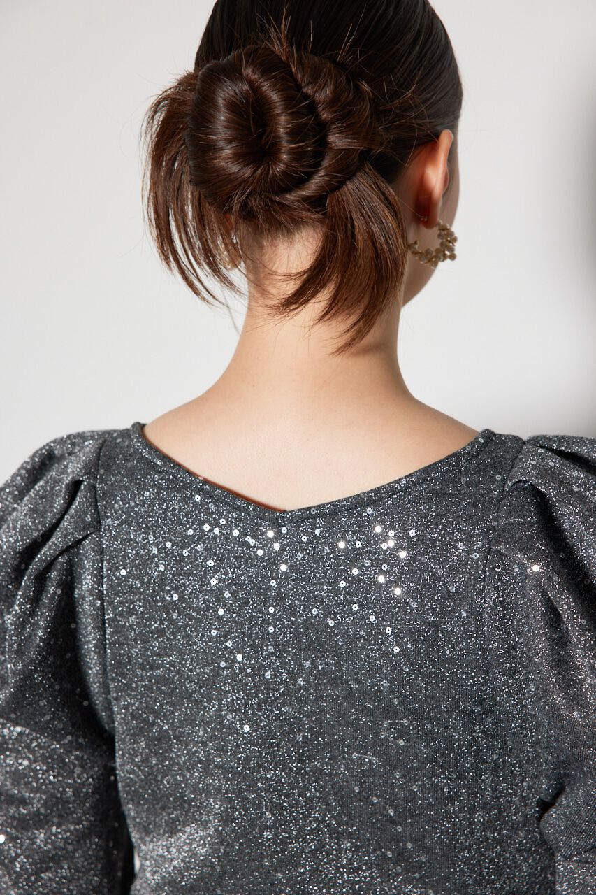 rienda「スパークリングギャザースリーブカットトップス」|Tシャツ・カットソー|