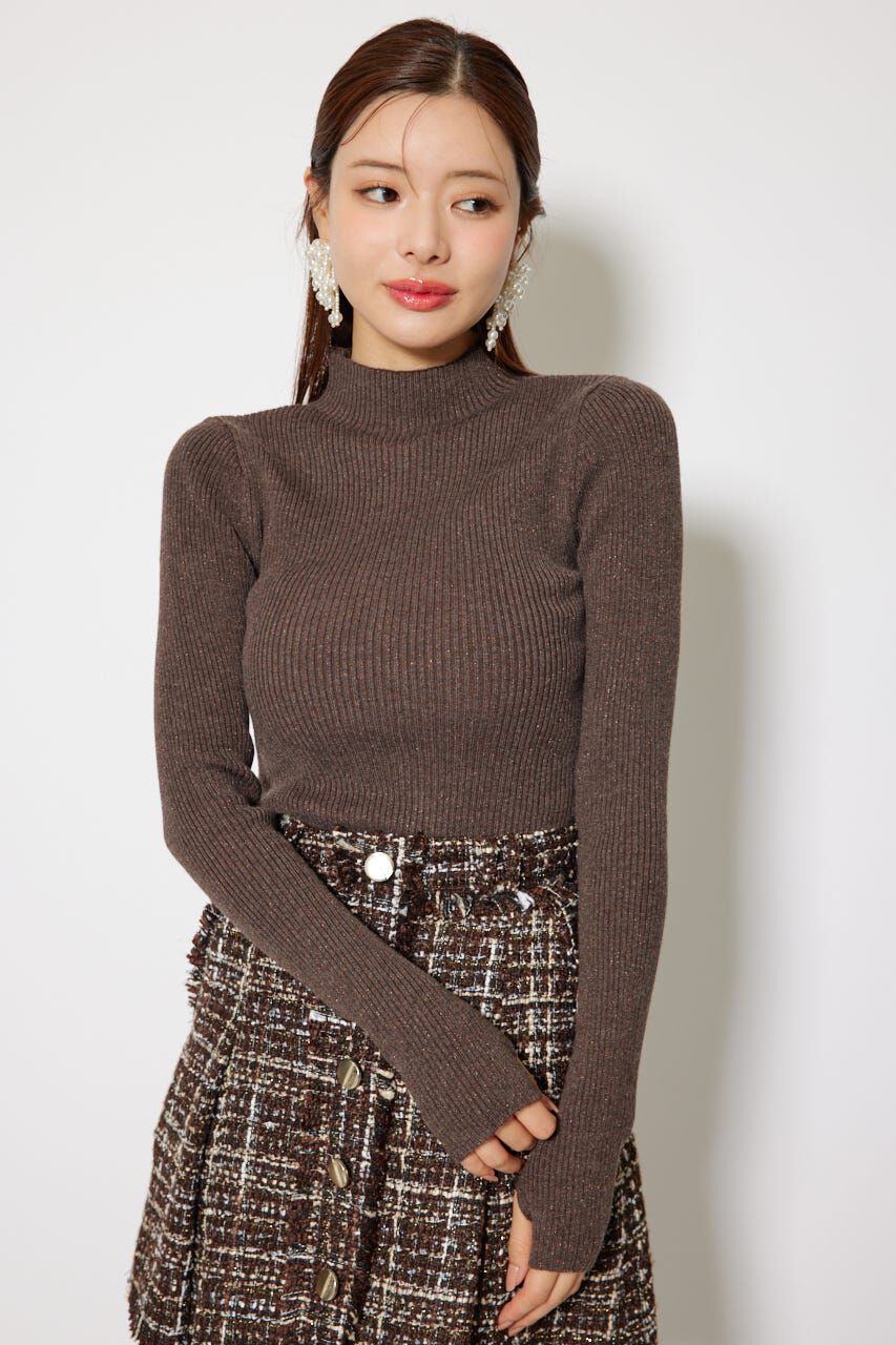 rienda「サムホール付きウォッシャブルハイネックニットトップス」|ニット・セーター|