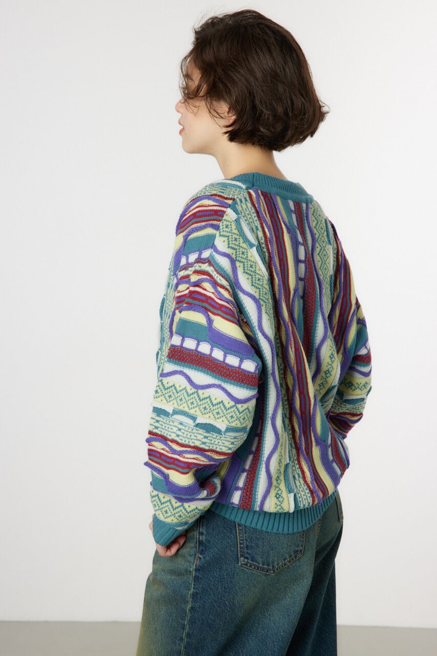 RODEO CROWNS「3Dマルチカラーニットカーディガン」|カーディガン|