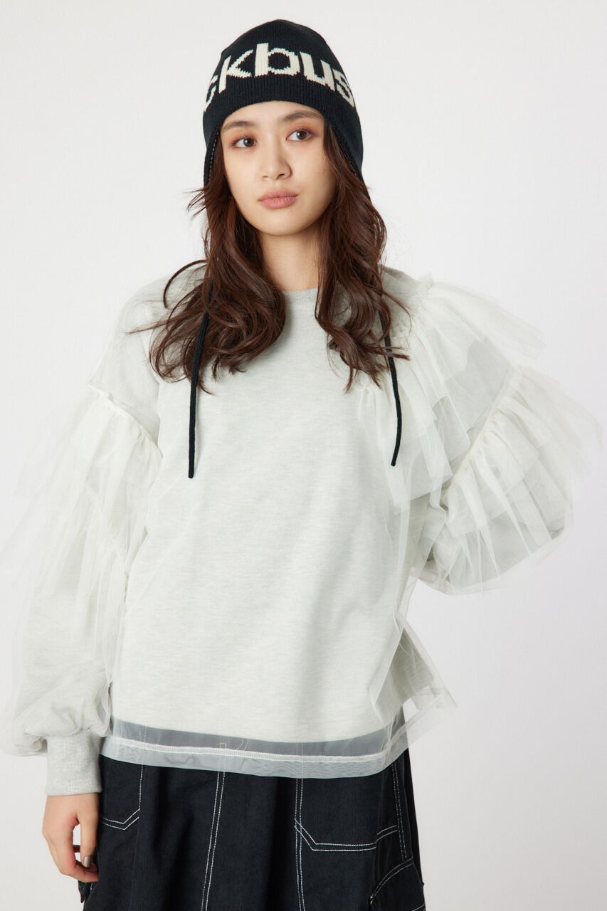 RODEO CROWNS「チュールレイヤードフリルスウェット」|パーカー|