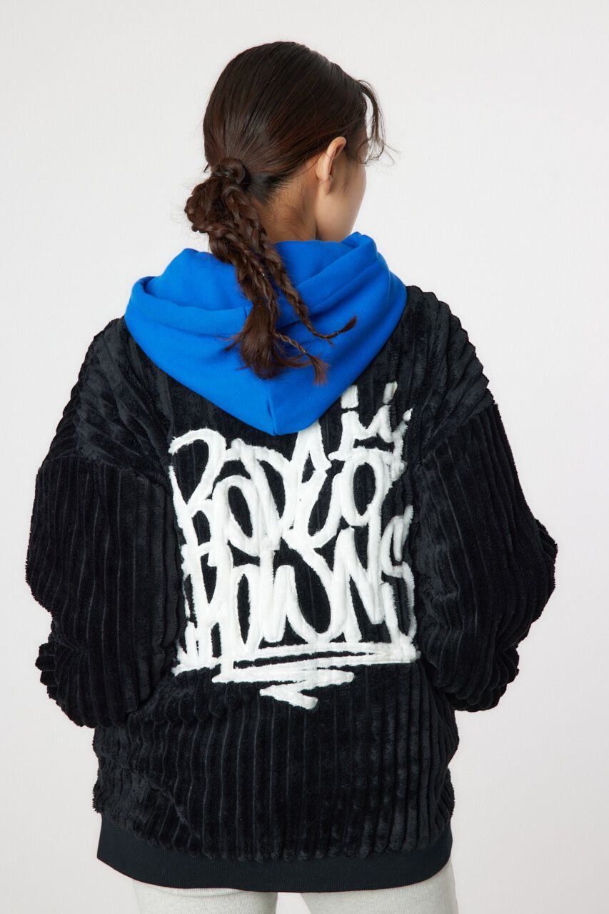 RODEO CROWNS「ハリヌキバックLOGOフェイクファージャケット」|ブルゾン・スタジャン|BLK
