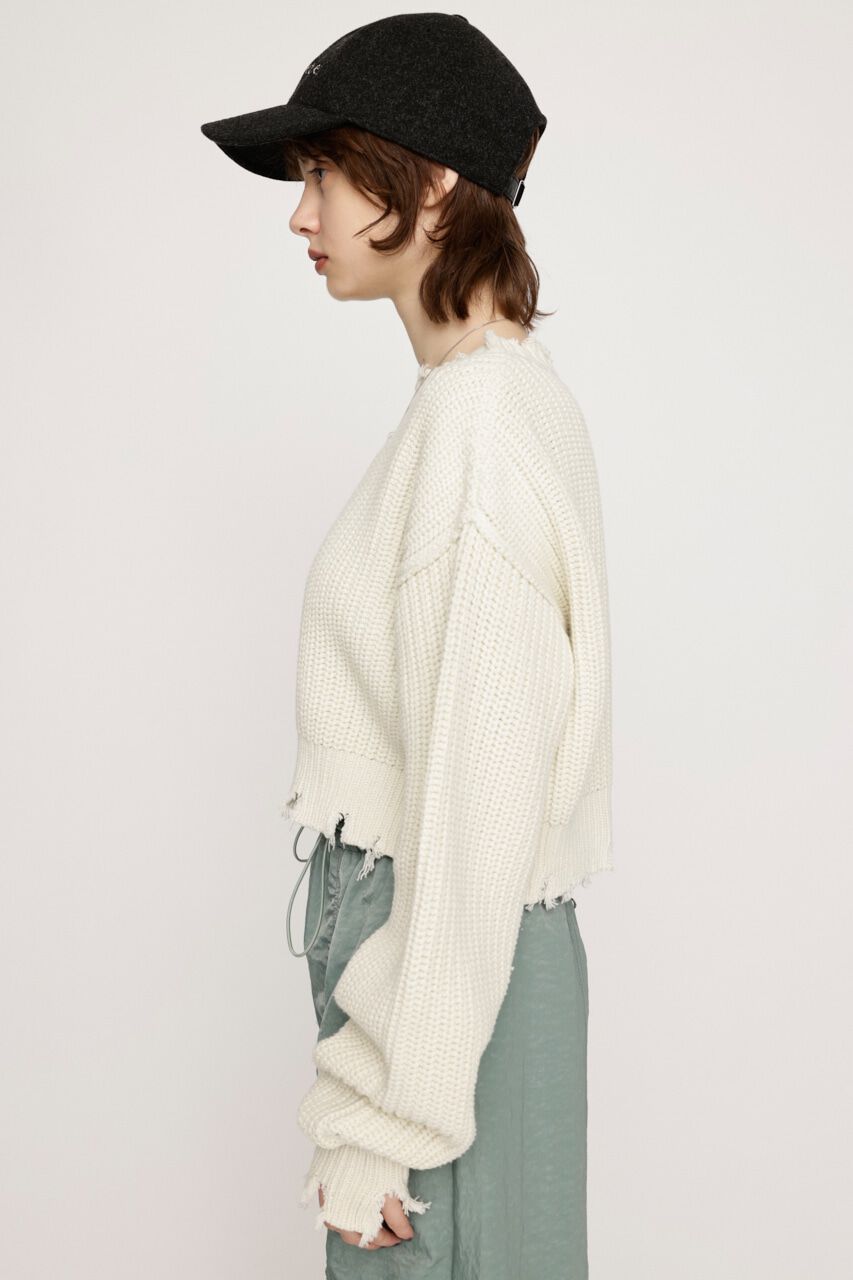 SLY「DAMAGE CROPPED KNIT トップス」|ニット・セーター|