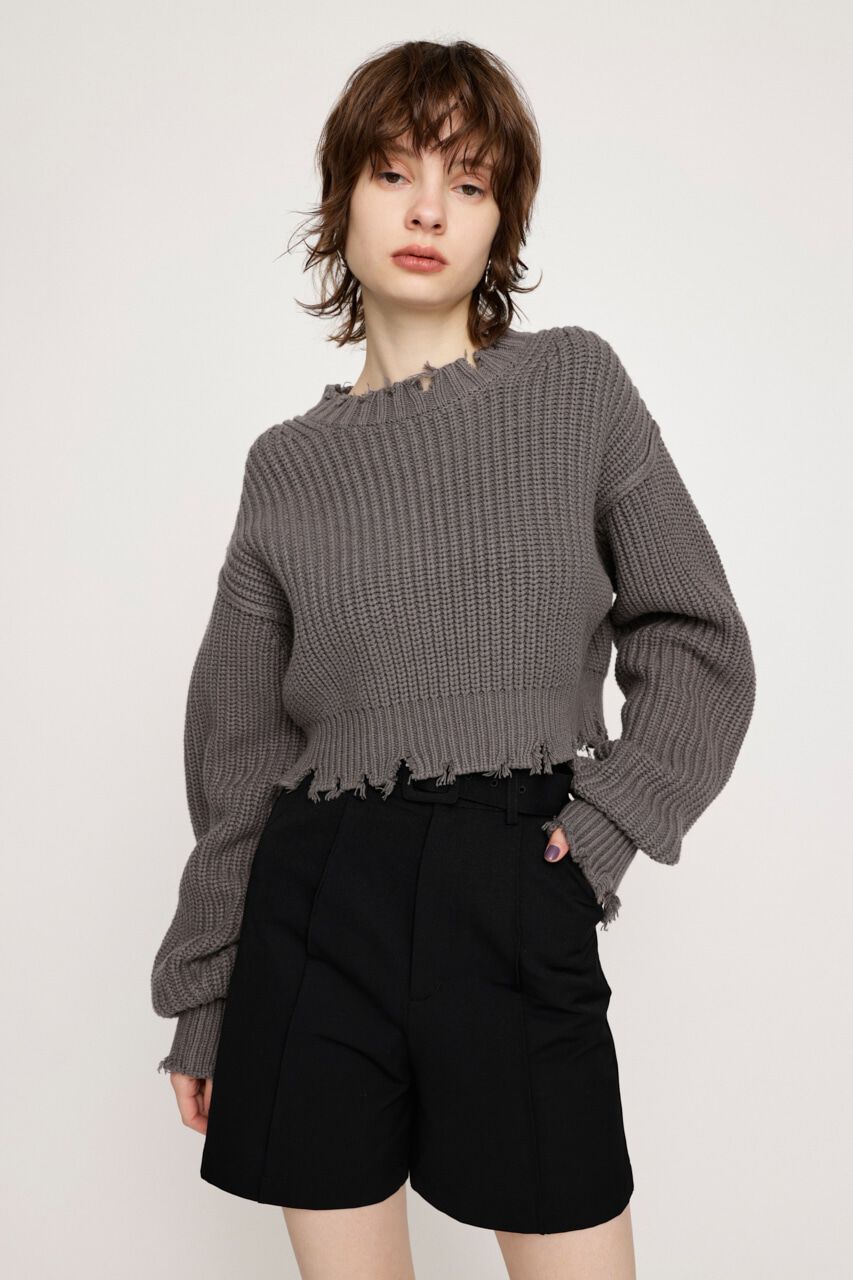 SLY「DAMAGE CROPPED KNIT トップス」|ニット・セーター|