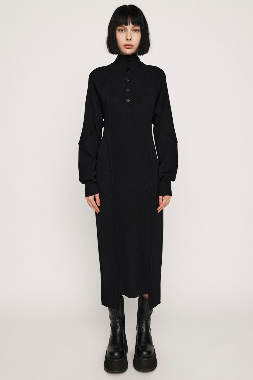 SLY「ASYMMETRY HEM RIB ロングワンピース」|ワンピース|BLK