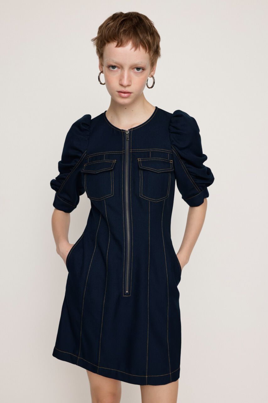SLY「GATHER SLEEVE ZIP ショートワンピース」|ワンピース|