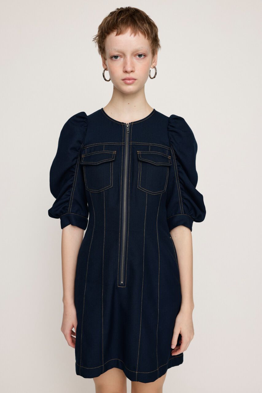 SLY「GATHER SLEEVE ZIP ショートワンピース」|ワンピース|