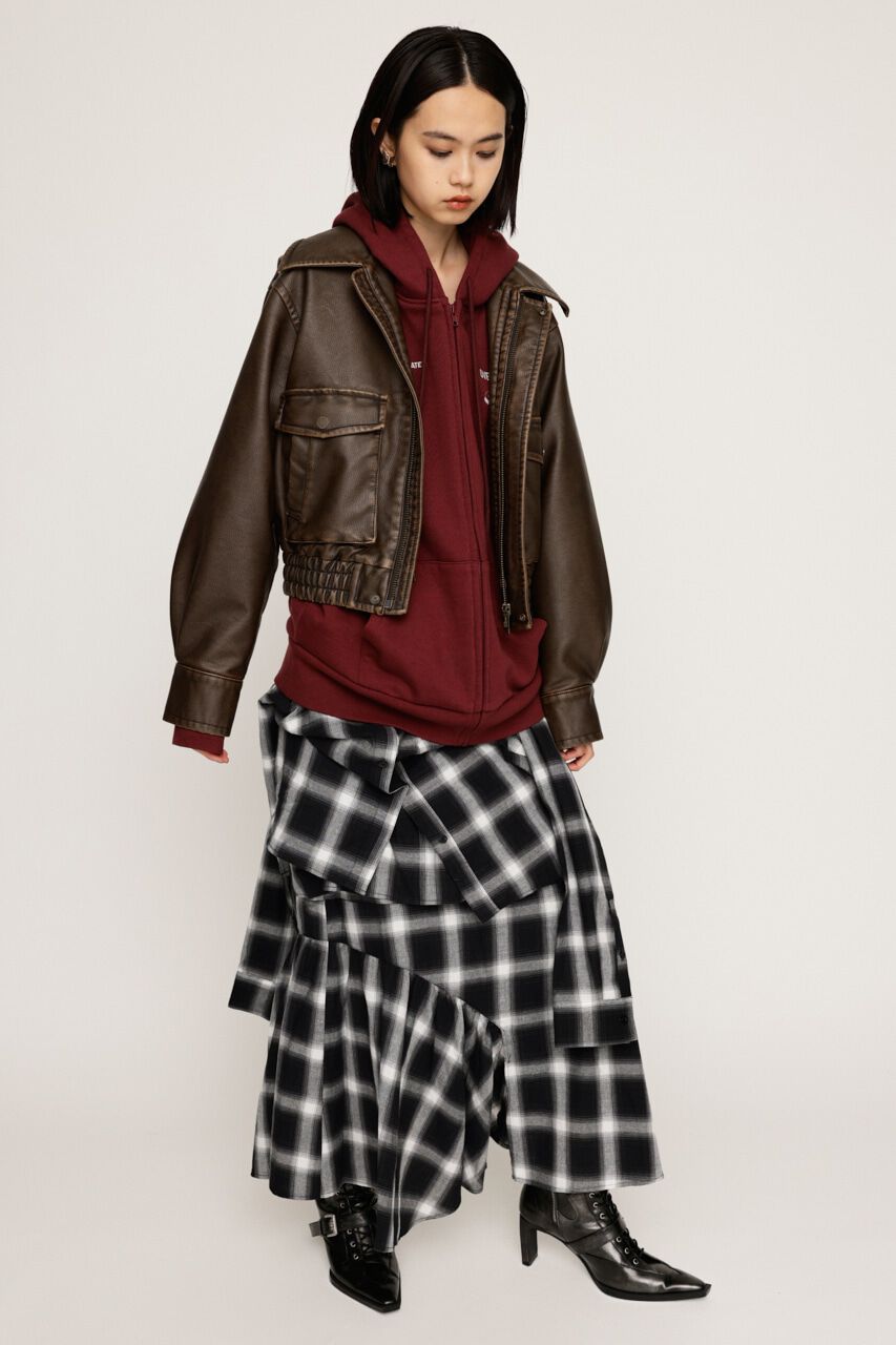 SLY「AGING F／LEATHER FLIGHT ジャケット」|ブルゾン・スタジャン|