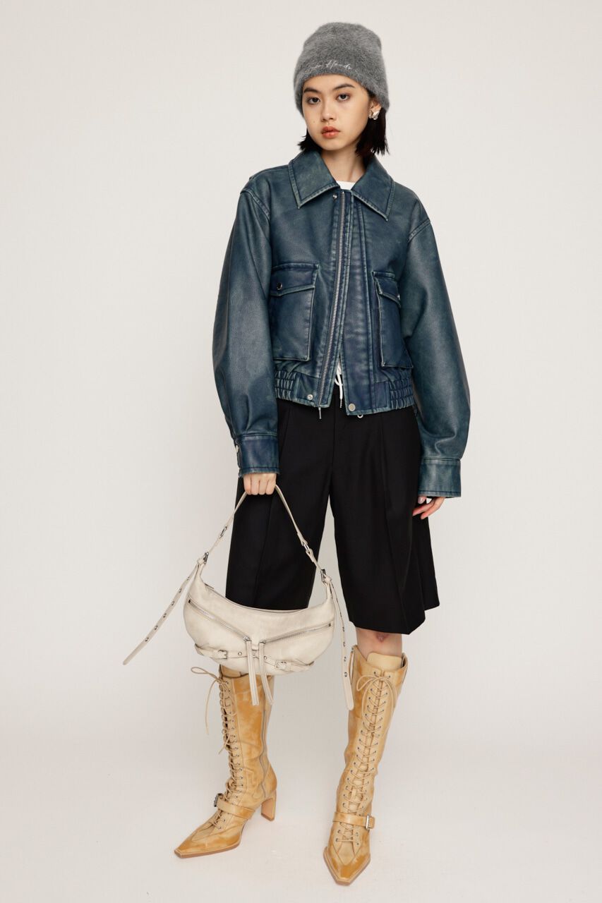 SLY「AGING F／LEATHER FLIGHT ジャケット」|ブルゾン・スタジャン|