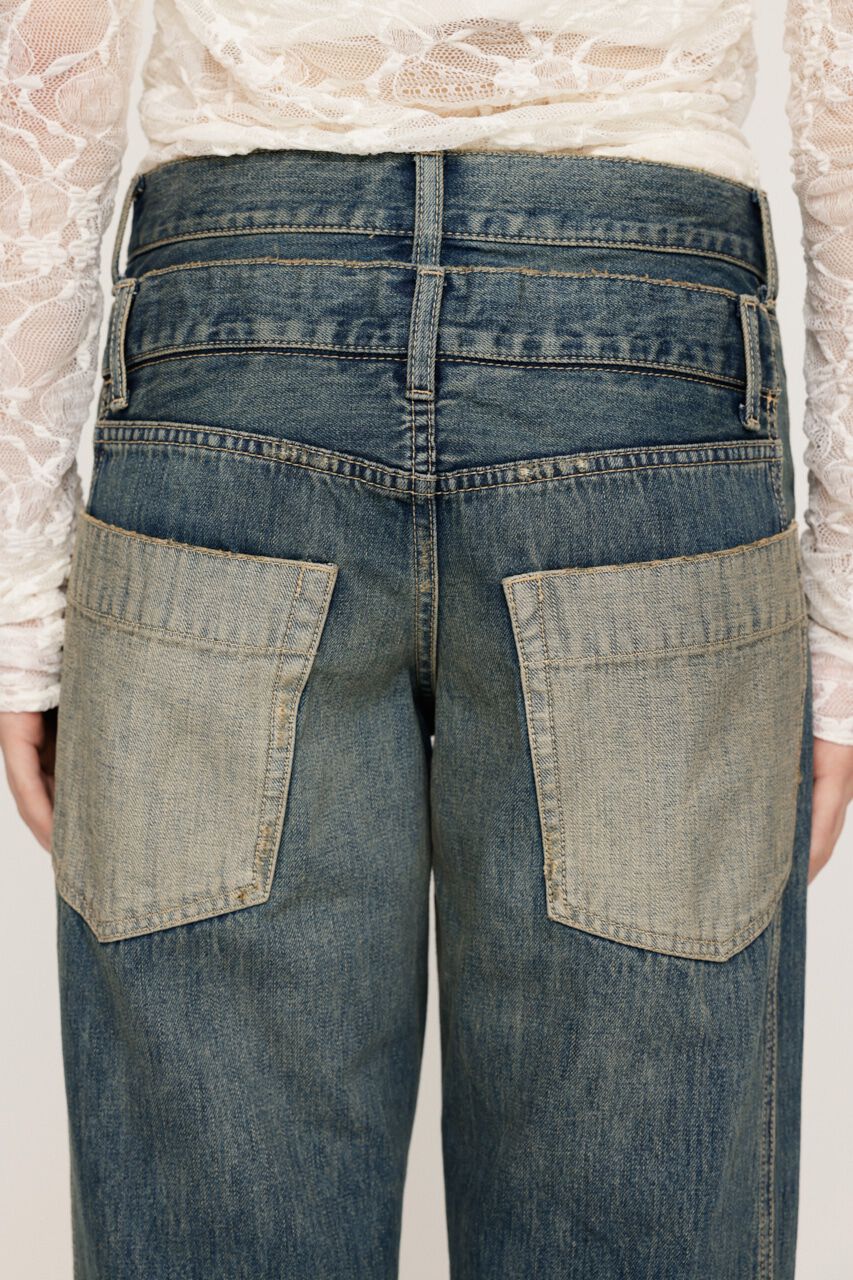 SLY「DOUBLE BELT WIDE FLARE PT-C」|デニム|
