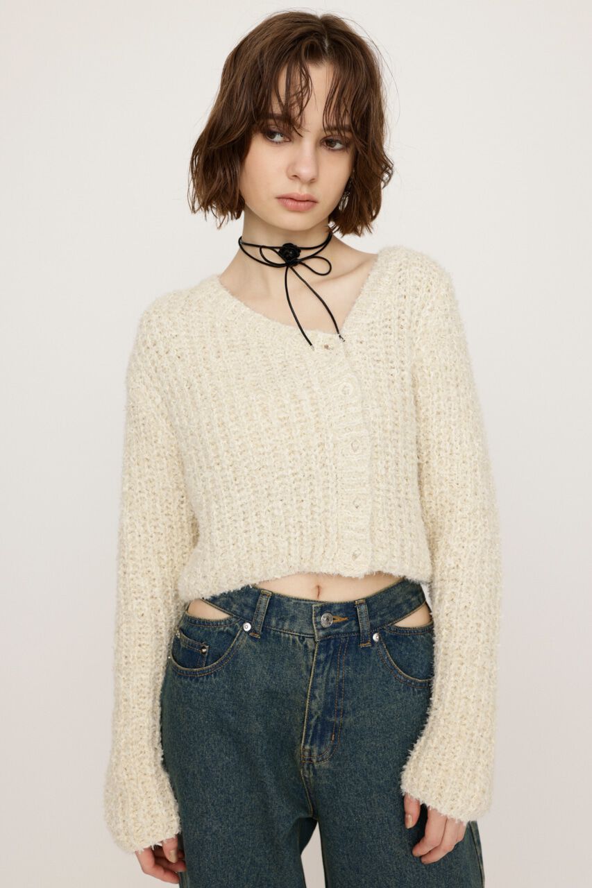 SLY「TAPE YARN SLANT NECK カーディガン」|ニット・セーター|