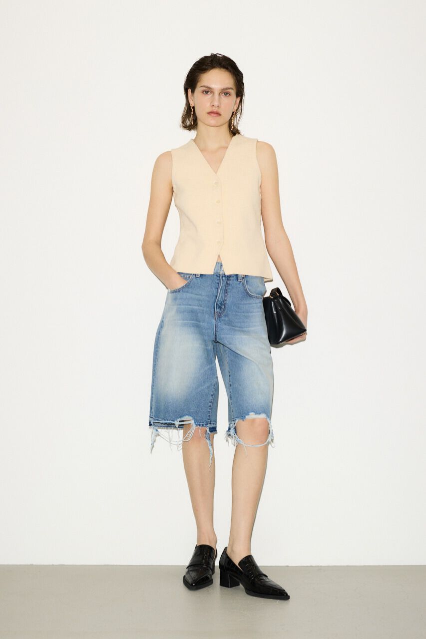 SLY「RIPPED HALF DENIM PT／BE」|デニム|L/BLU1