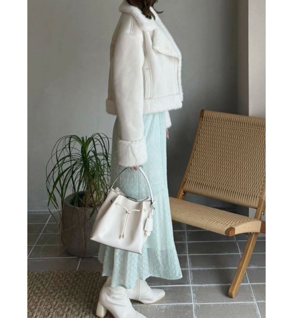 MERCURYDUO「カットレースブロッキングフレアスリーブマーメイドワンピース」|ワンピース|