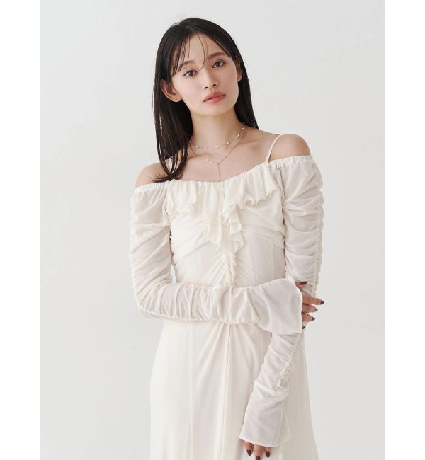 MERCURYDUO「チュールラッフルヘムワンピース」|ワンピース|