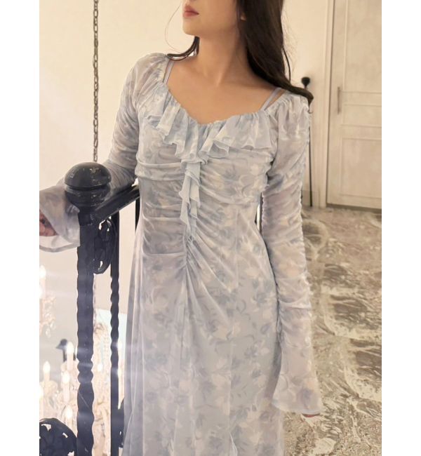 MERCURYDUO「チュールラッフルヘムワンピース」|ワンピース|