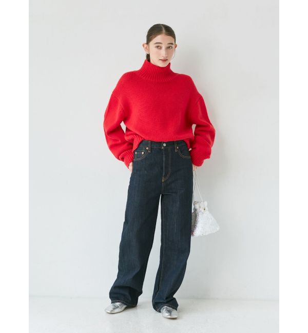 Ungrid「ハイウエストルーズストレートデニム」|デニム|インディゴ