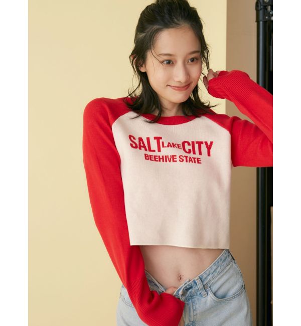 Ungrid「【WEB限定】ラグランロゴショートニット」|ニット・セーター|