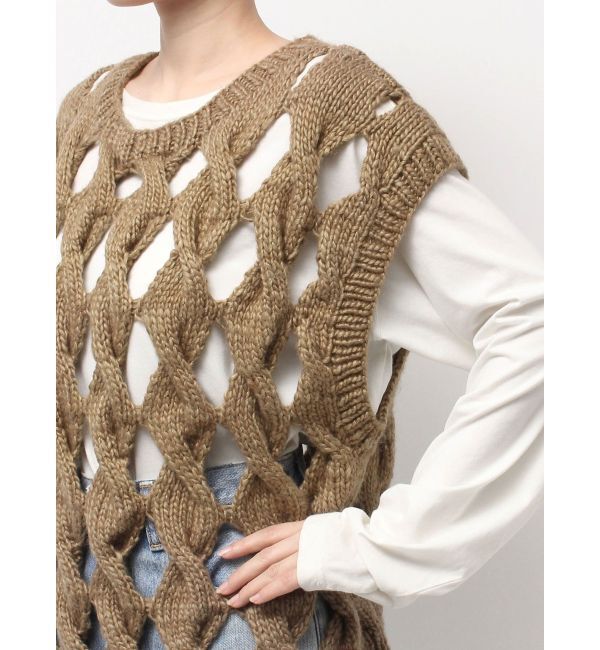 Ungrid「透かし編みデザインハンドニットベスト」|ニット・セーター|