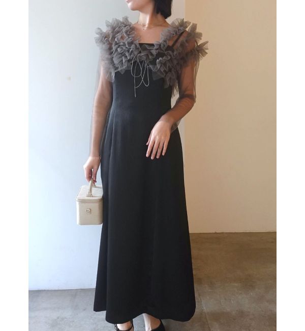 LAGUNAMOON「LADYチュールボレロキャミワンピース」|ワンピース|チャコールグレー