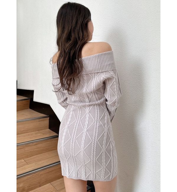 GYDA「オフショルケーブルタイトニットワンピース」|ワンピース|
