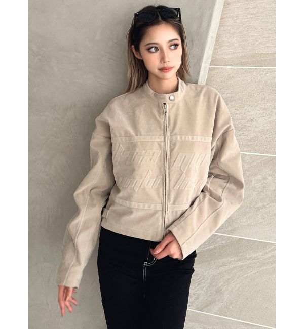 GYDA「フェイクスウェードエンボスブルゾン」|ブルゾン・スタジャン|アイボリー