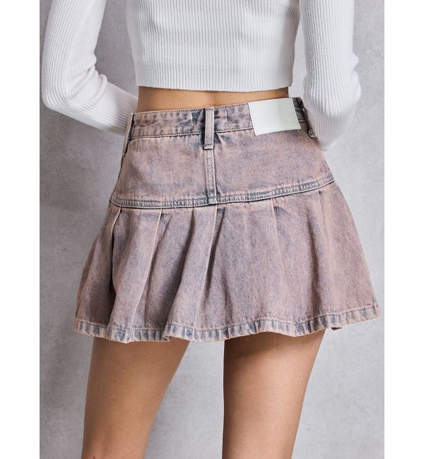GYDA「ハイウエストGG POKETプリーツデニムスカートライクショートパンツ」|スカート|