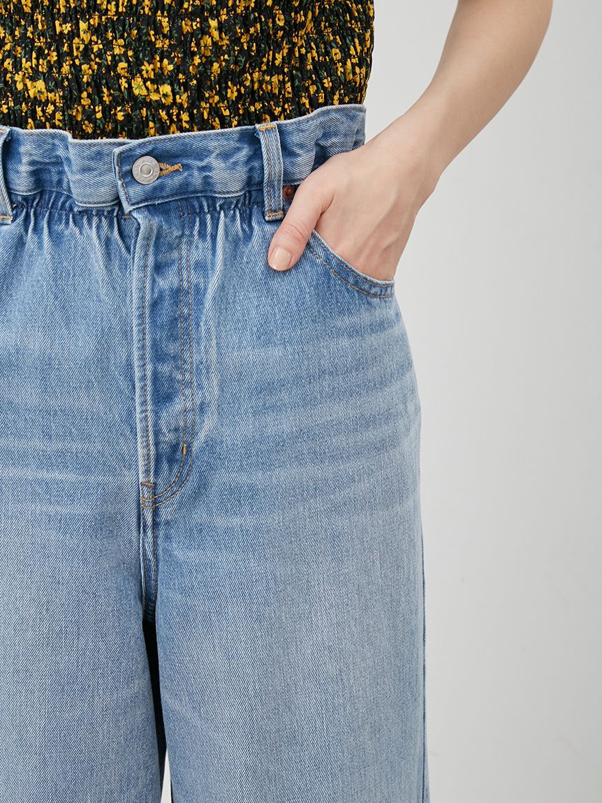 Mila Owen「【ウォッシャブル】ウエストゴムギャザーデニムパンツ」|デニム|