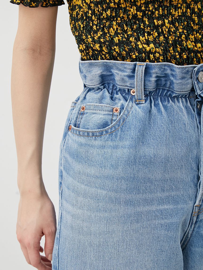 Mila Owen「【ウォッシャブル】ウエストゴムギャザーデニムパンツ」|デニム|