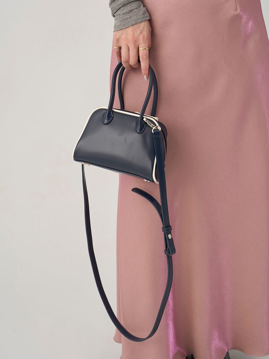 emmi atelier「フェイクレザーパイピングミニボストンバッグ」|ボストンバッグ|