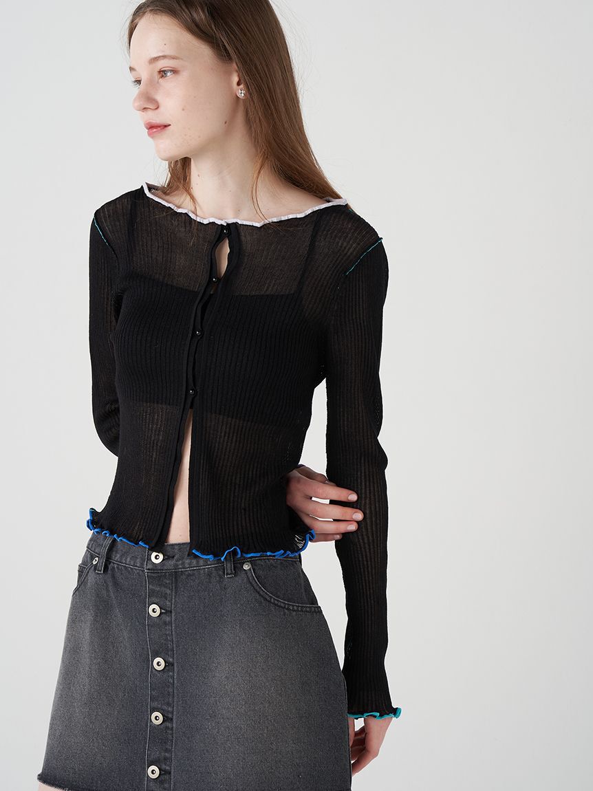 FURFUR「マルチカラートリムカーディガン」|カーディガン|