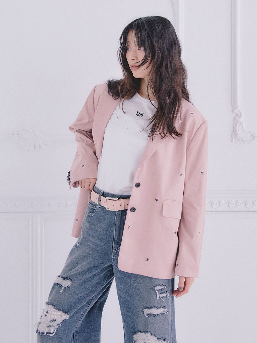 FURFUR「【限定カラー】ローズ刺繍テーラードジャケット」|テーラードジャケット|
