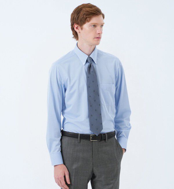 MACKINTOSH PHILOSOPHY「トロッター ボタンダウンシャツ 無地/トリコットストライプ」|シャツ・ブラウス|ブルー