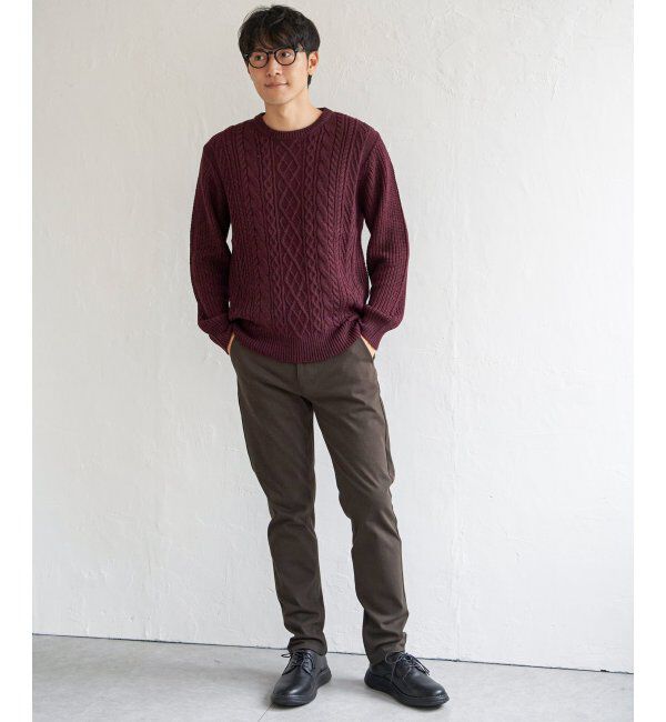 ikka「アランケーブル抗菌リサイクルニット」|プルオーバー|