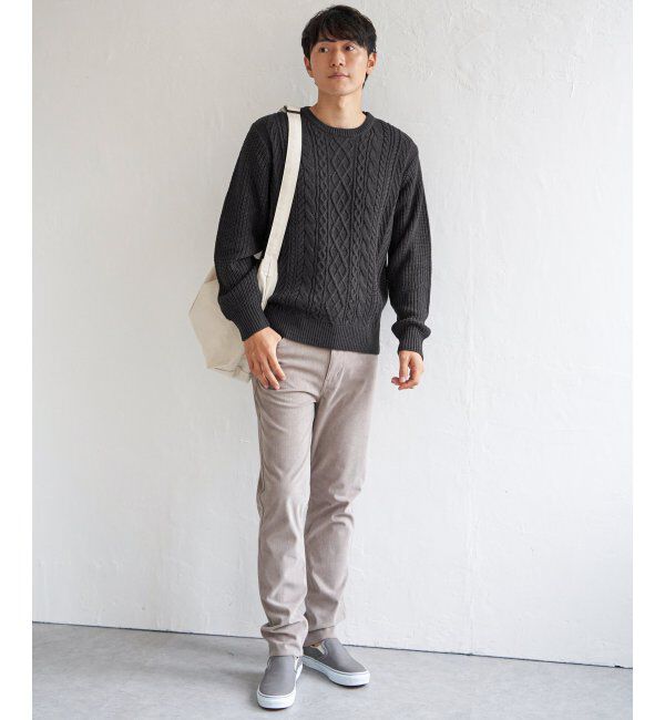 ikka「アランケーブル抗菌リサイクルニット」|プルオーバー|