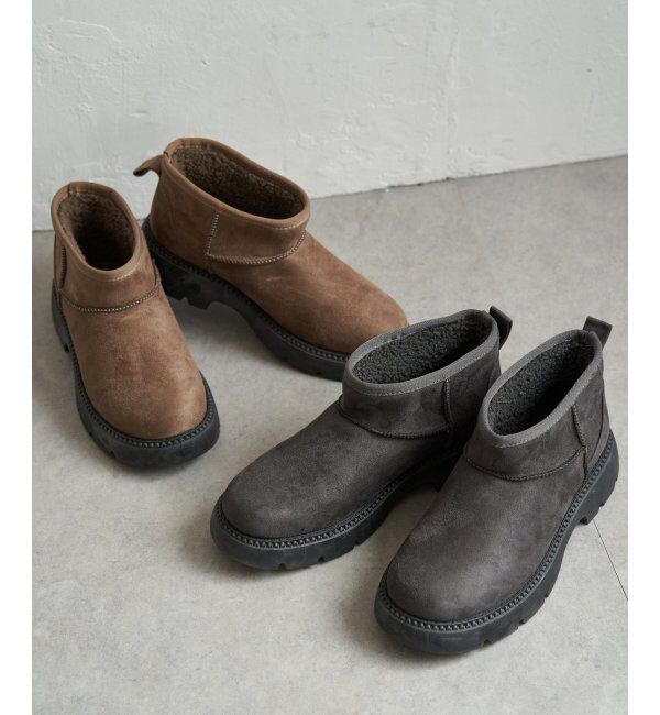 ikka「ムートンショートヒールブーツ」|その他|