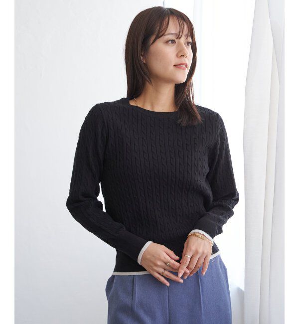 IKKA LOUNGE「ミニケーブルニットプルオーバー」|プルオーバー|ブラック