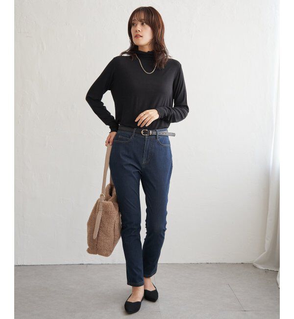 ikka「ハイネックテレコ長袖プルオーバー」|Tシャツ・カットソー|