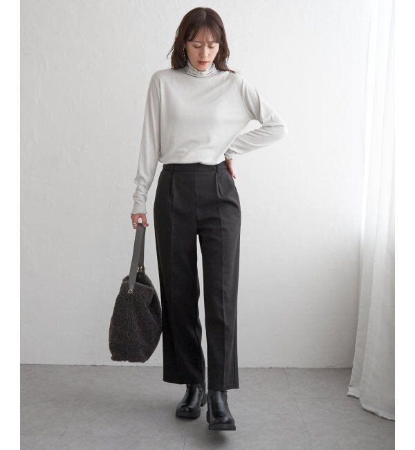 ikka「ハイネックテレコ長袖プルオーバー」|Tシャツ・カットソー|