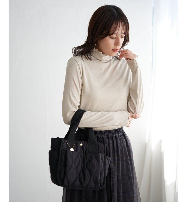 ikka「ハイネックテレコ長袖プルオーバー」|Tシャツ・カットソー|ゴールド