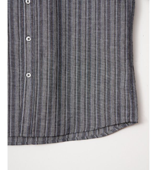 ikka「フレンチリネンMIX袖2WAYストライプシャツ」|シャツ・ブラウス|