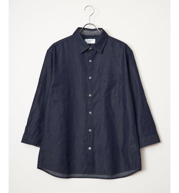 ikka「フレンチリネンMIX袖2WAYシャツ」|シャツ・ブラウス|ネイビーブルー
